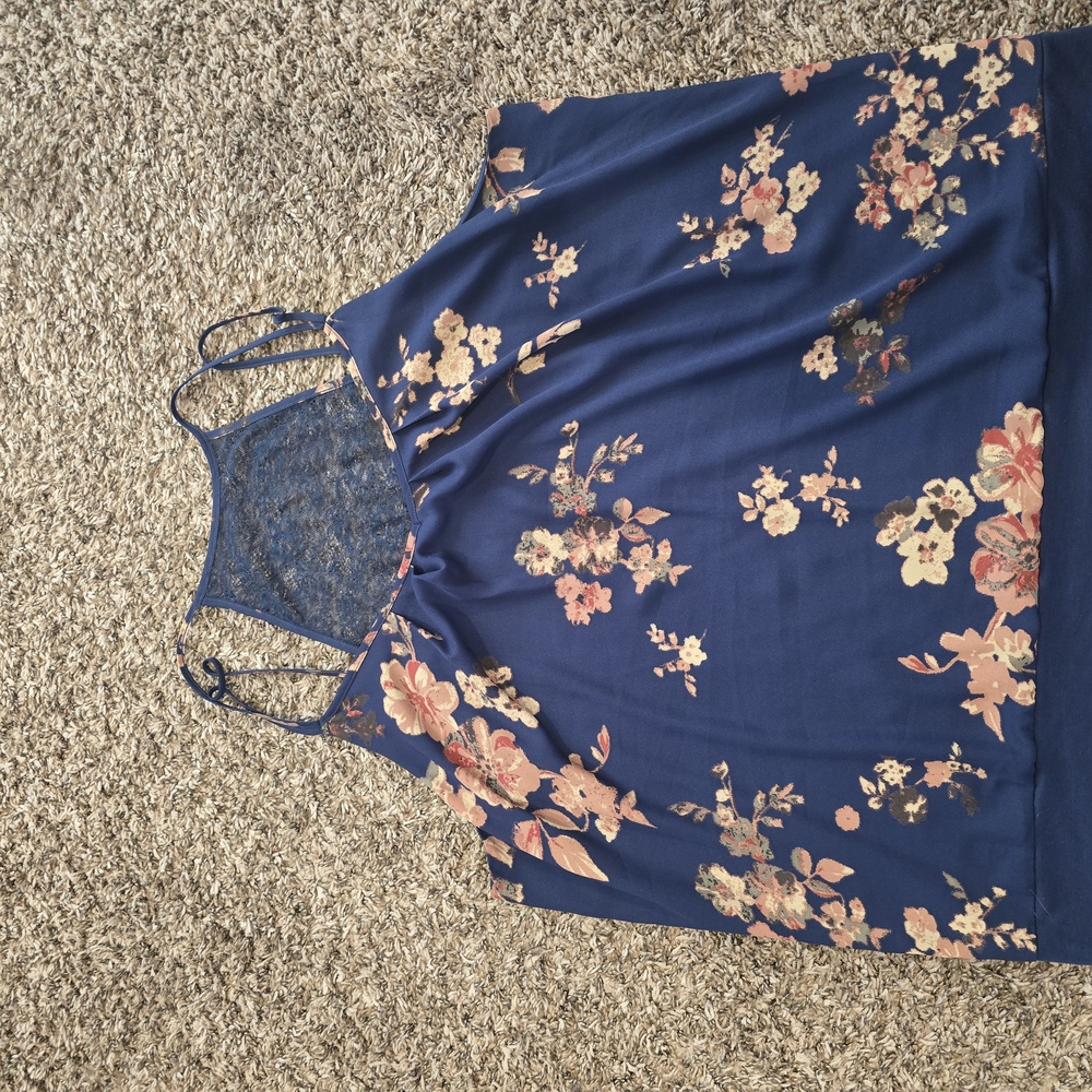 Floral Blue Sleeveless Top